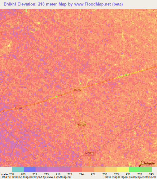 Bhikhi,India Elevation Map