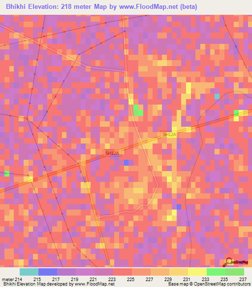 Bhikhi,India Elevation Map