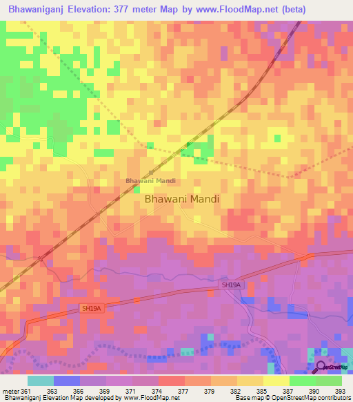 Bhawaniganj,India Elevation Map