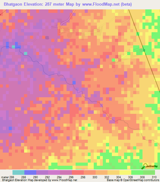 Bhatgaon,India Elevation Map