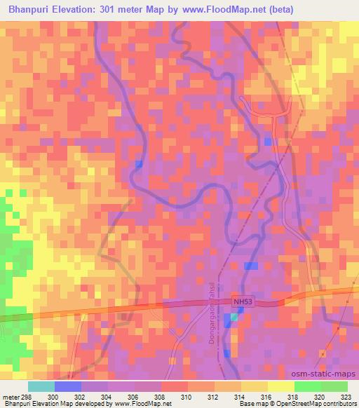 Bhanpuri,India Elevation Map