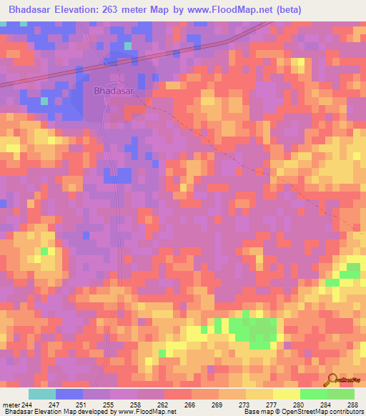 Bhadasar,India Elevation Map