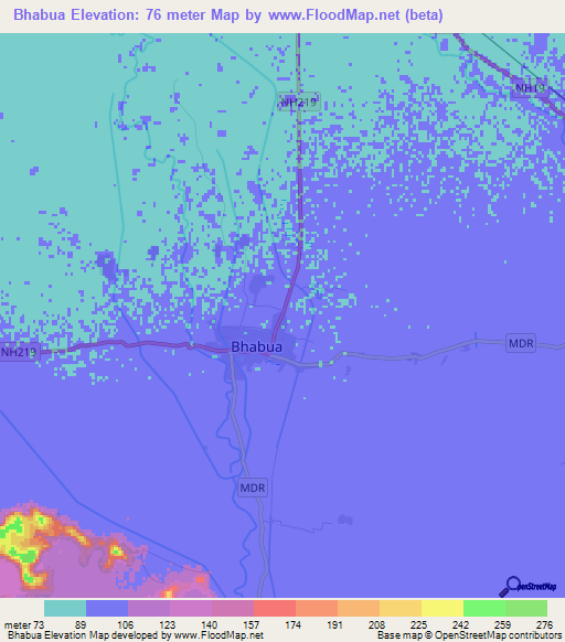 Bhabua,India Elevation Map