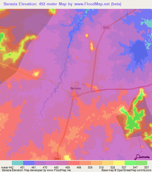 Berasia,India Elevation Map
