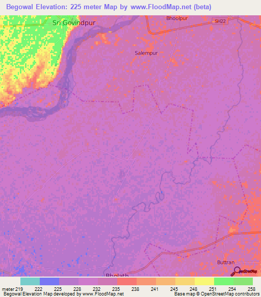 Begowal,India Elevation Map