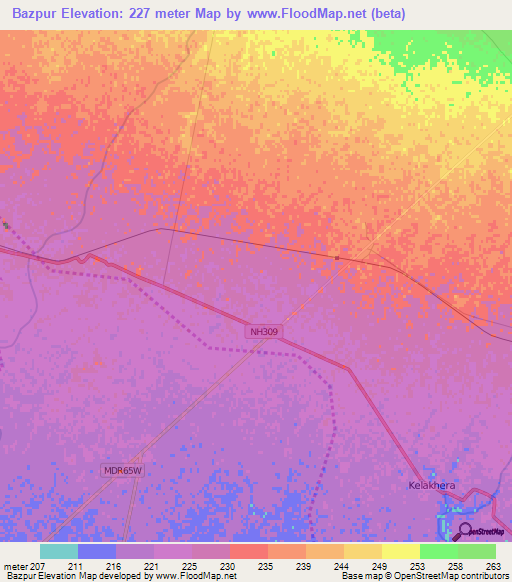 Bazpur,India Elevation Map