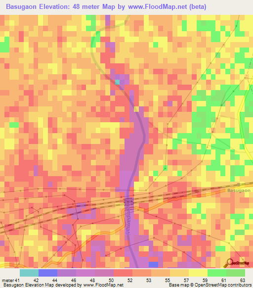 Basugaon,India Elevation Map