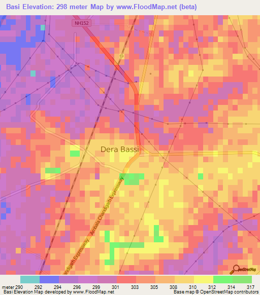 Basi,India Elevation Map