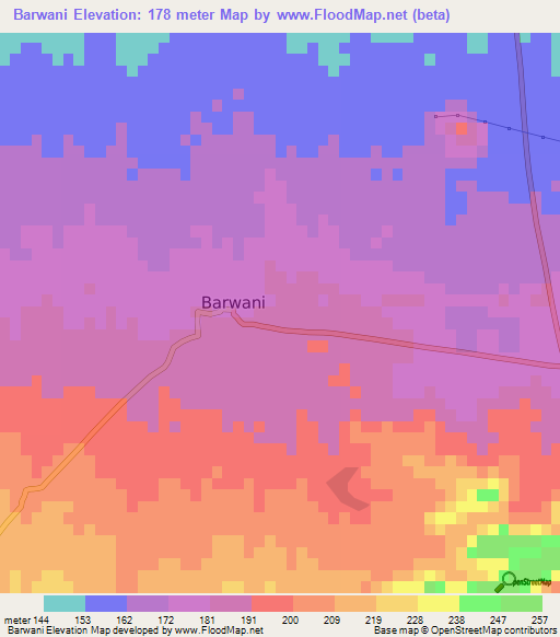 Barwani,India Elevation Map