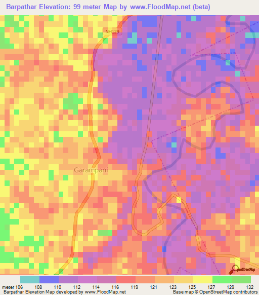 Barpathar,India Elevation Map