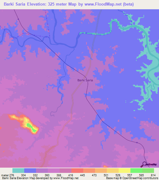 Barki Saria,India Elevation Map