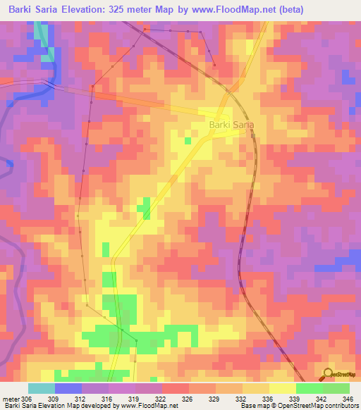 Barki Saria,India Elevation Map