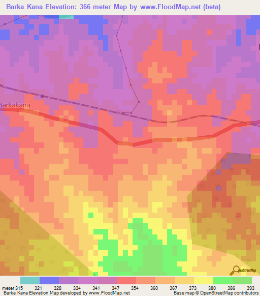 Barka Kana,India Elevation Map