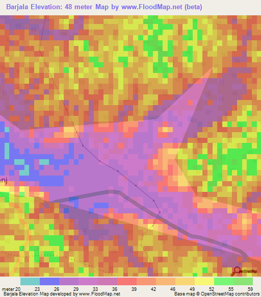 Barjala,India Elevation Map