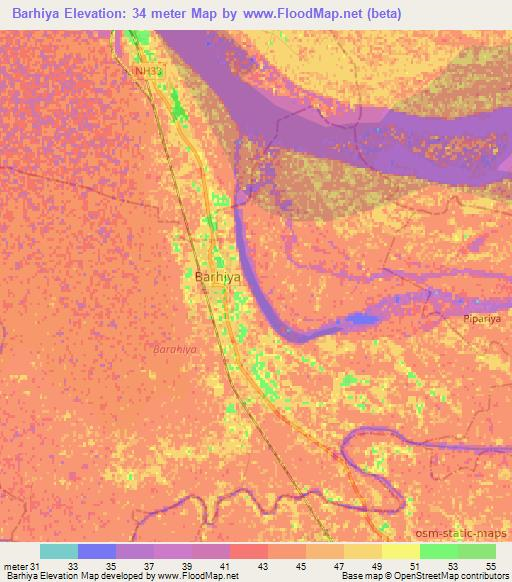 Barhiya,India Elevation Map