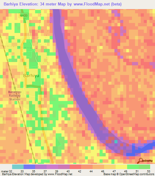 Barhiya,India Elevation Map
