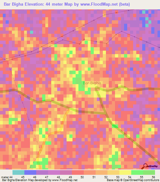 Bar Bigha,India Elevation Map