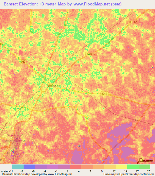 Barasat,India Elevation Map