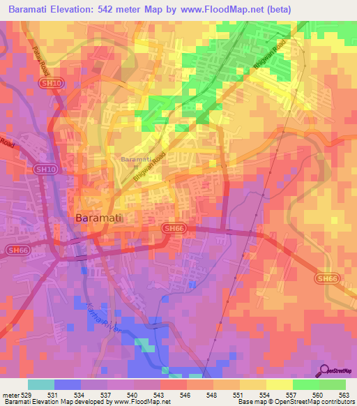 Baramati,India Elevation Map