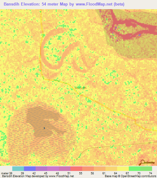 Bansdih,India Elevation Map