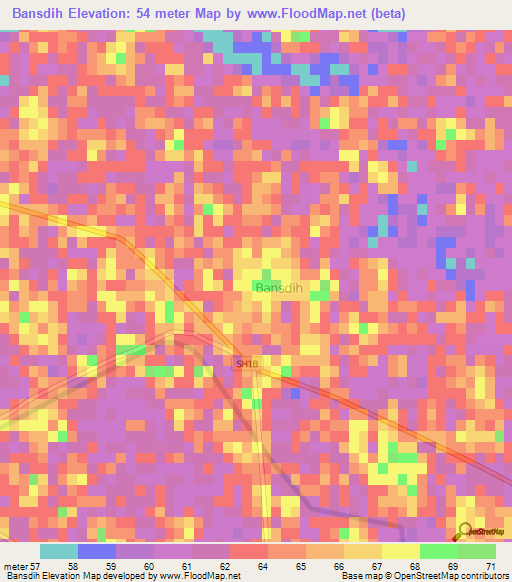 Bansdih,India Elevation Map