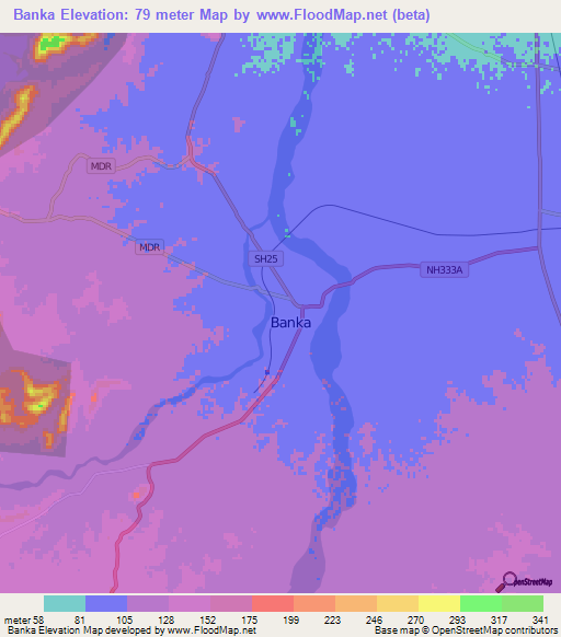 Banka,India Elevation Map