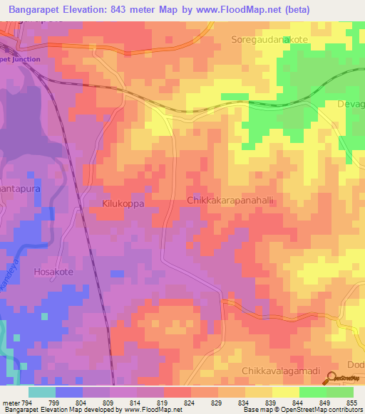 Bangarapet,India Elevation Map