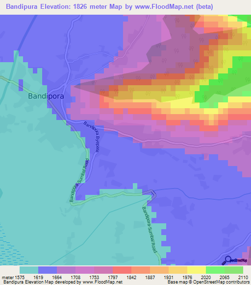 Bandipura,India Elevation Map