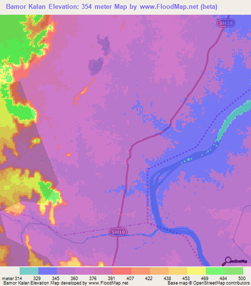 Bamor Kalan,India Elevation Map