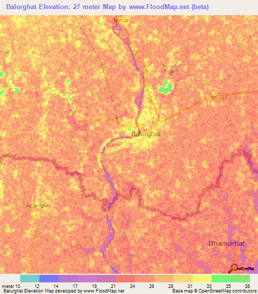Balurghat,India Elevation Map
