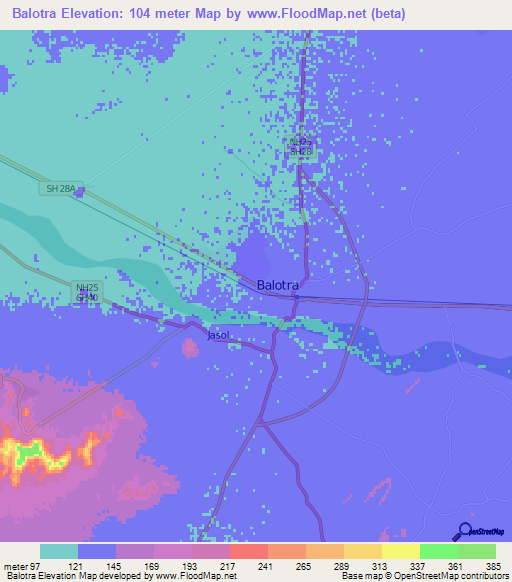 Balotra,India Elevation Map