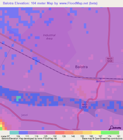 Balotra,India Elevation Map