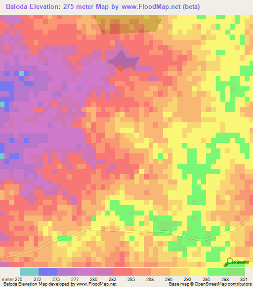 Baloda,India Elevation Map
