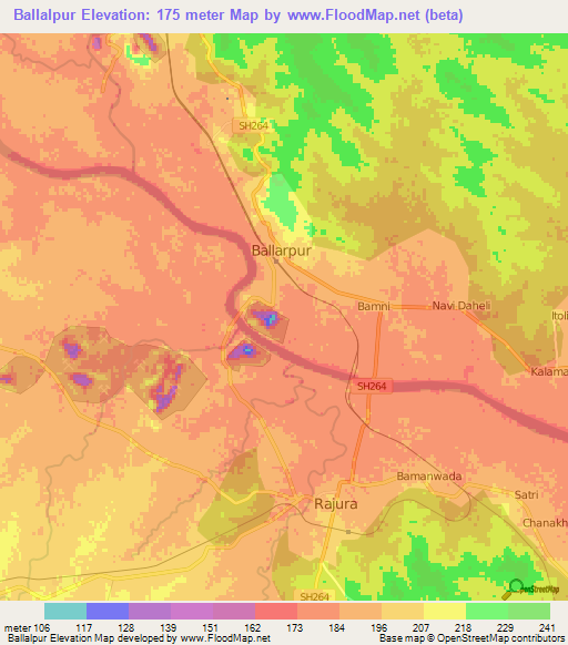 Ballalpur,India Elevation Map