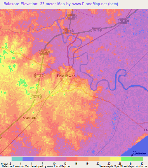 Balasore,India Elevation Map