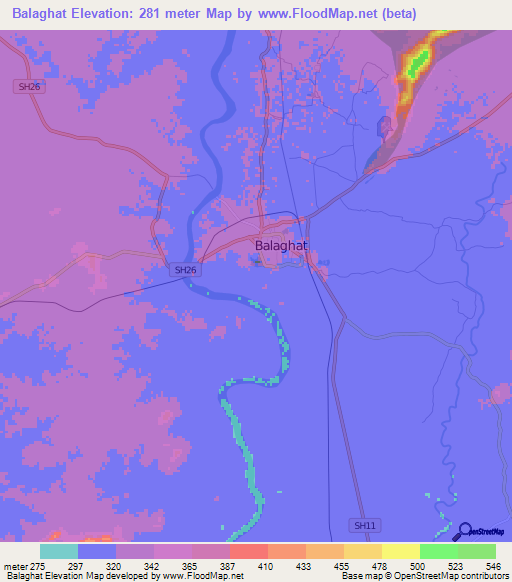 Balaghat,India Elevation Map