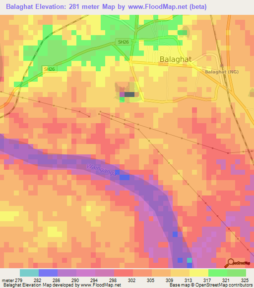 Balaghat,India Elevation Map