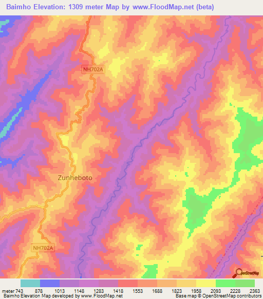 Baimho,India Elevation Map