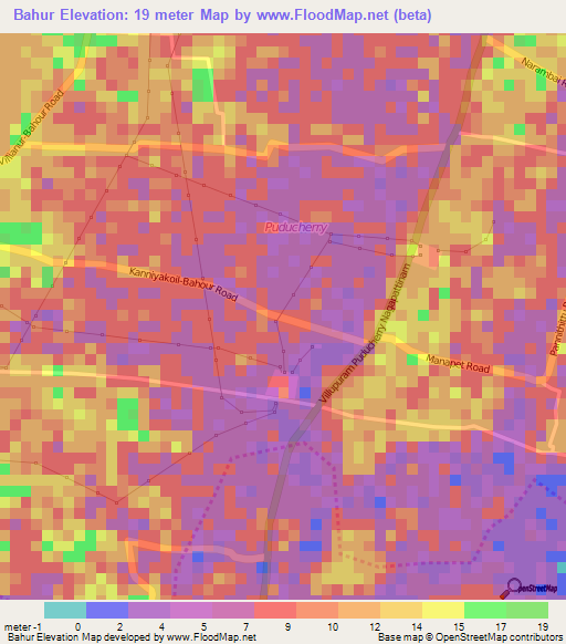 Bahur,India Elevation Map