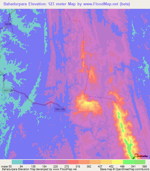 Bahadurpara,India Elevation Map