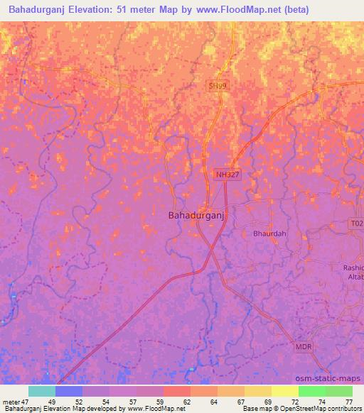 Bahadurganj,India Elevation Map