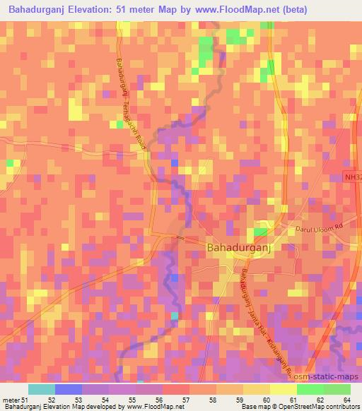 Bahadurganj,India Elevation Map