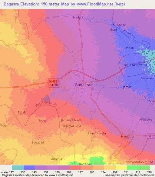 Bagasra,India Elevation Map