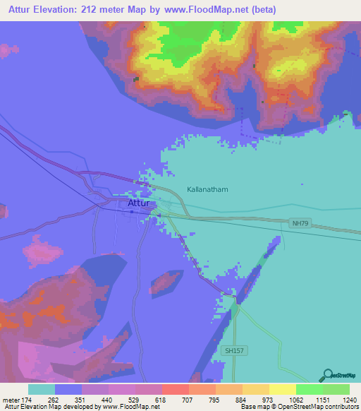 Attur,India Elevation Map