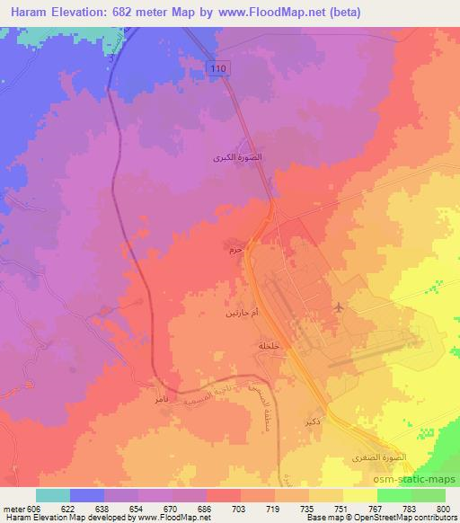 Haram,Syria Elevation Map