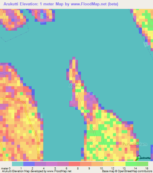 Arukutti,India Elevation Map