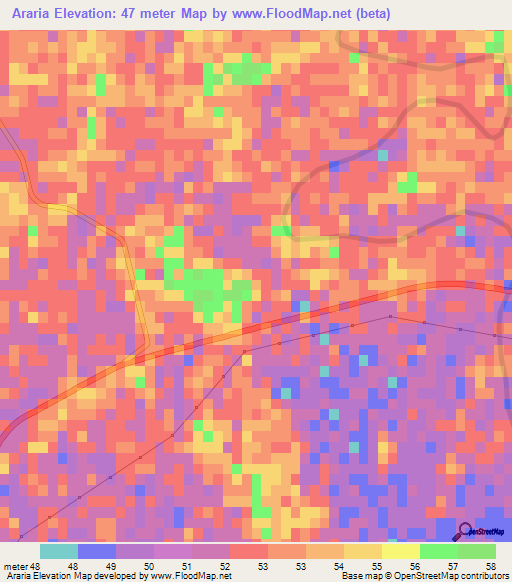 Araria,India Elevation Map