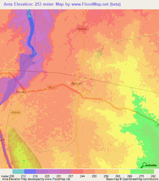 Anta,India Elevation Map