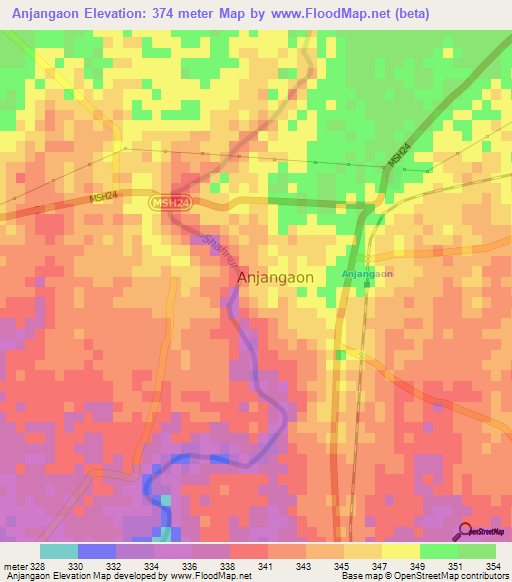 Anjangaon,India Elevation Map