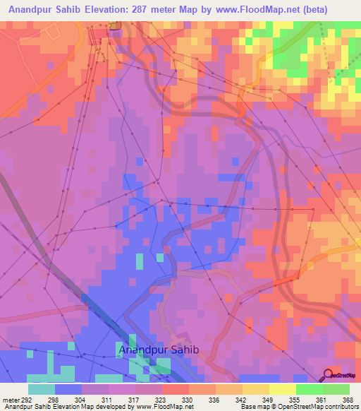 Anandpur Sahib,India Elevation Map